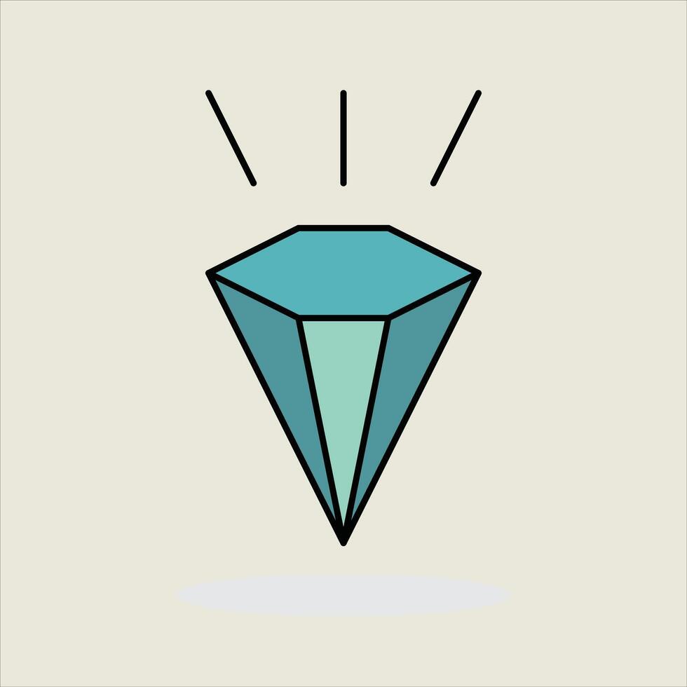 Minimalist Geometric Artwork Featuring a Bright Turquoise Diamond Icon on Light Background vector