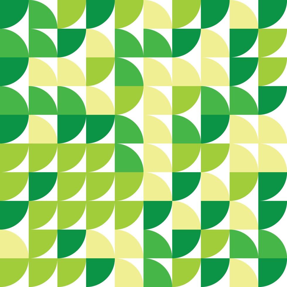 Abstract Geometric Green and Yellow Square Pattern with Retro Shapes vector