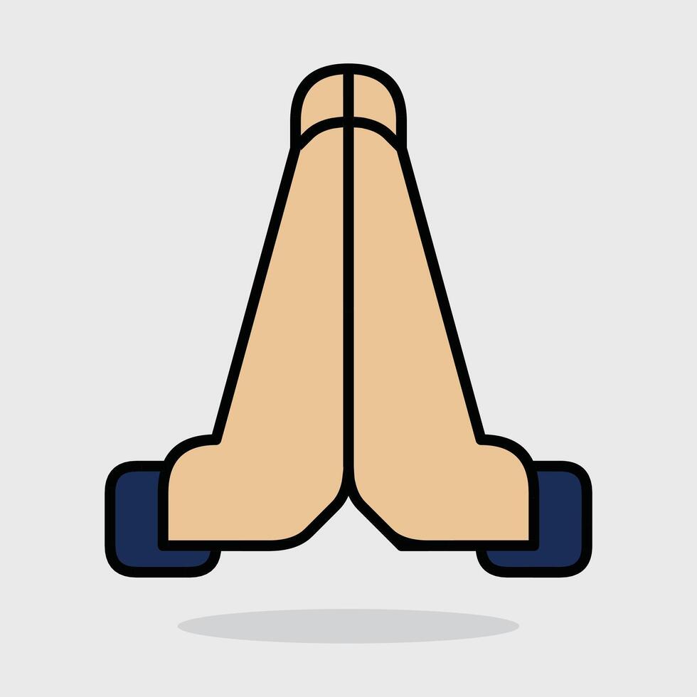 Praying Hands Icon. A simple yet expressive graphic of hands clasped together in a gesture of prayer or supplication, conveying a sense of peace and hope. vector