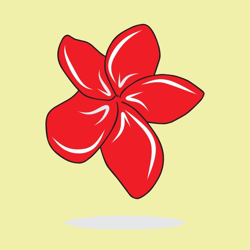 Illustration of a simple bright red flower with a vibrant light yellow background, representing simplicity and beauty. vector