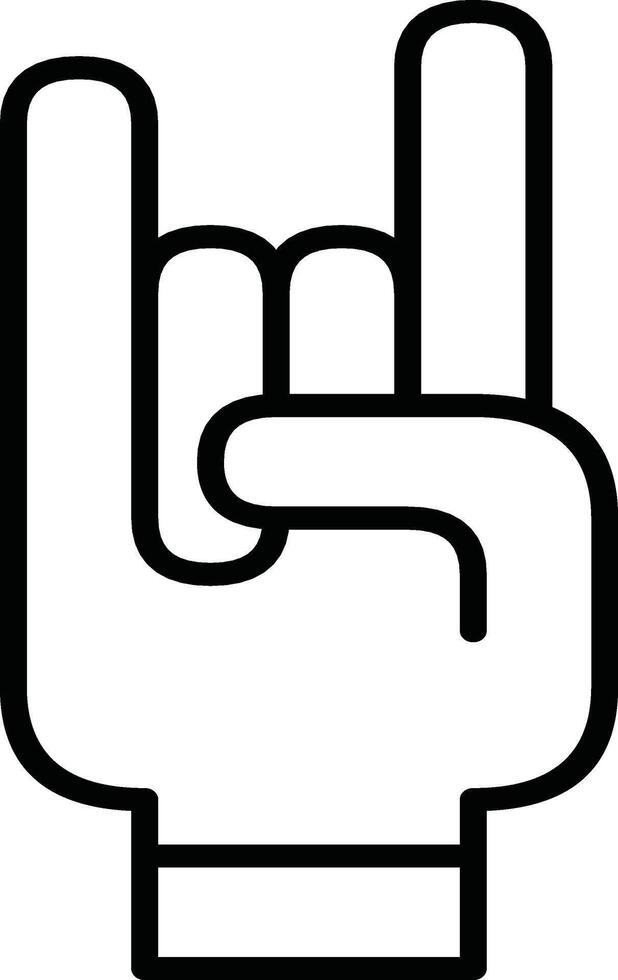 Minimalist Hand Icon Depicting the Rock Gesture Outline Art Symbol vector