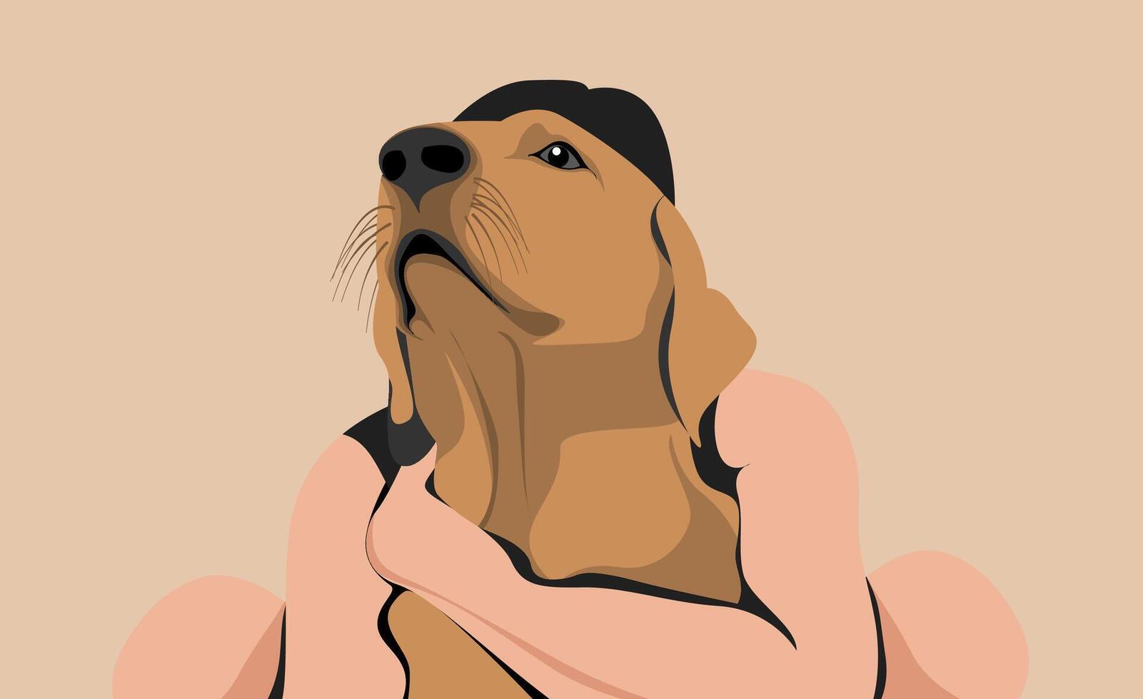 Flat illustration Brown Dog be embraced by person isolated background vector