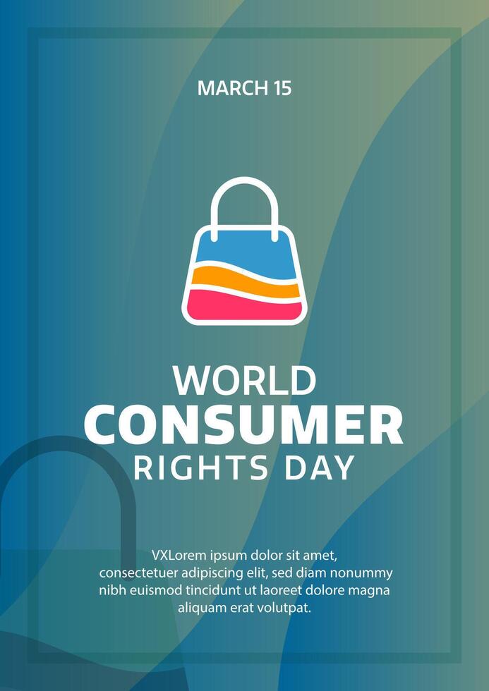 World Consumer Rights Day. Poster template design with typographic text and bag illustration for annual March 15 vector