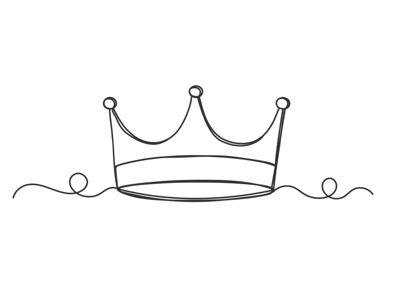 Continuous one line art shape the crown isolated. vector