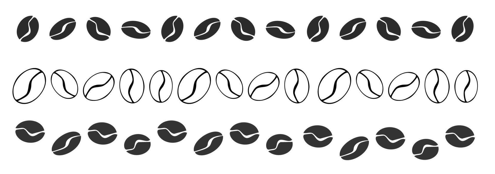 Coffee bean hand drawn border, simple sketch divider. Line decoration.Coffee sign, roasted. Decorative element for cafe and restaurant menu vector