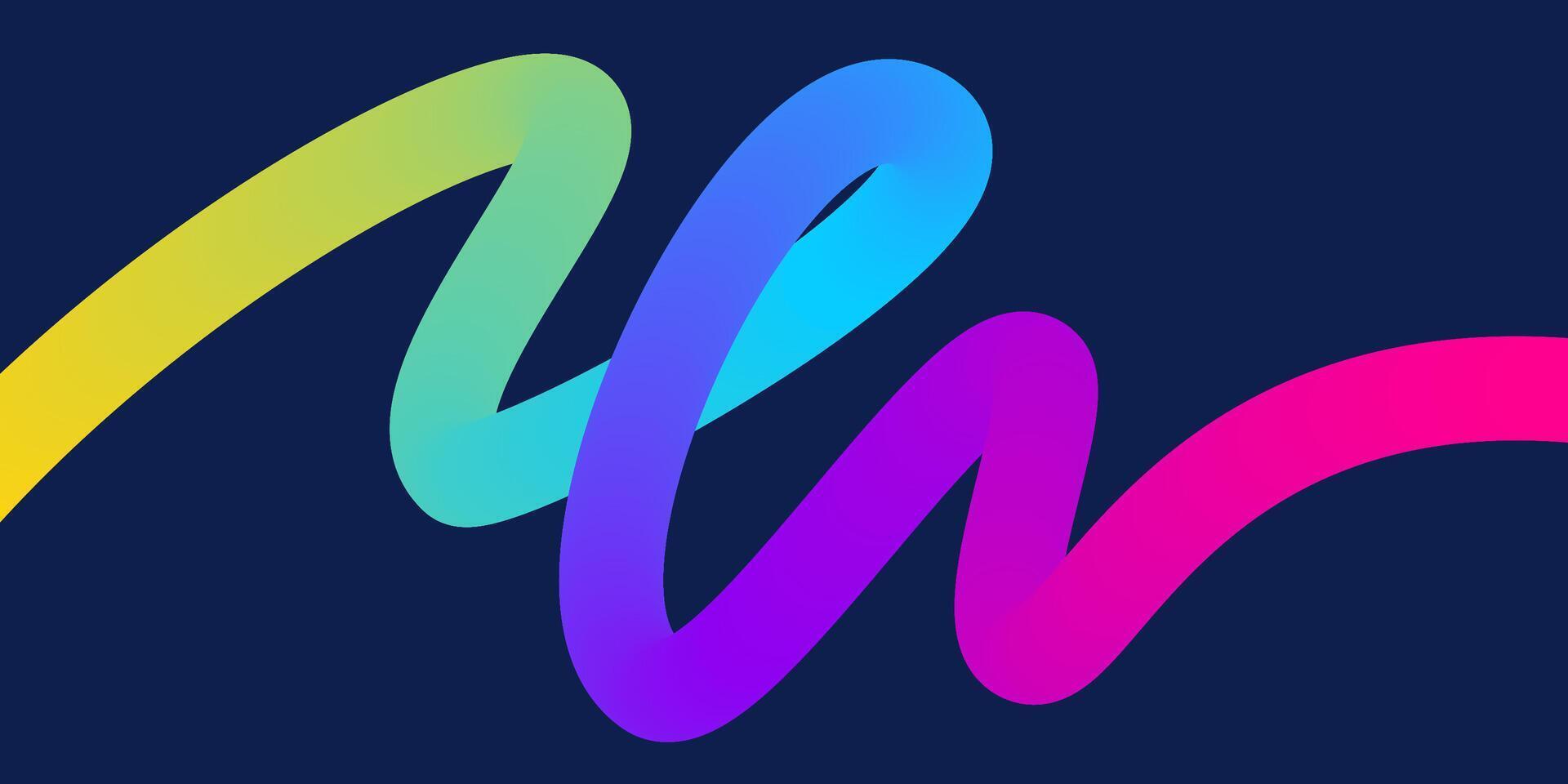 Wavy gradient shapes on dark background. Background with colored squiggles gradient lines design for flyer, poster, cover or banner. vector