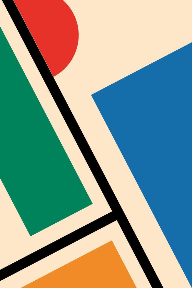Banner, poster in Bauhaus style. Minimalist geometric design in traditional Bauhaus colors vector