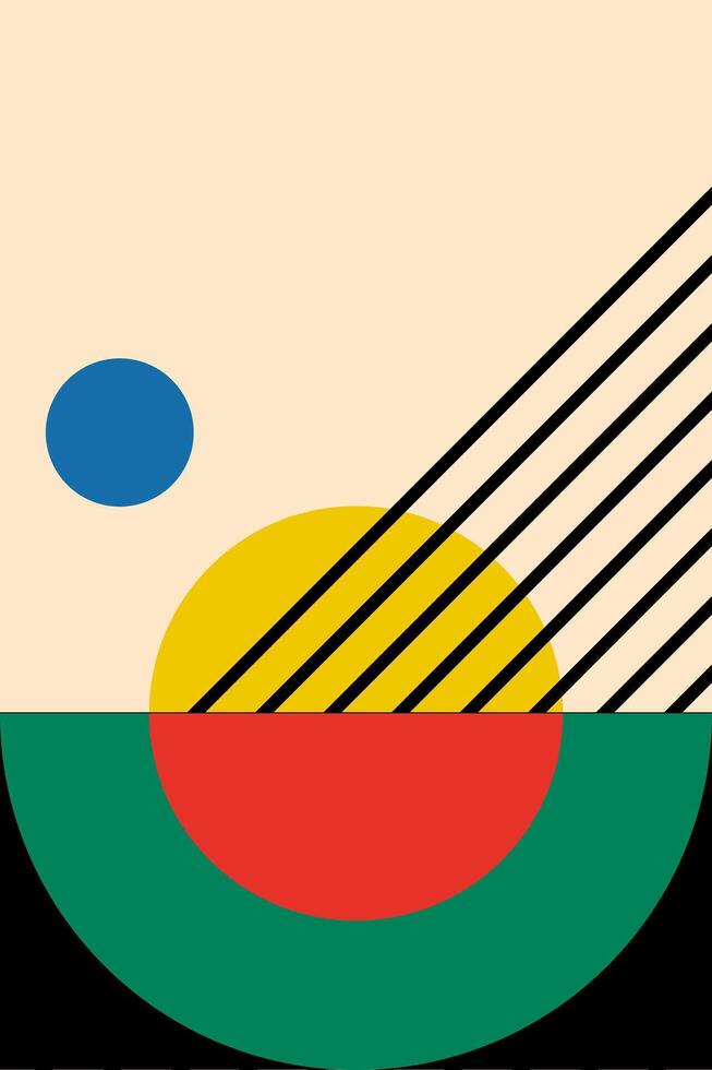 Poster, cover, flyer, template in Bauhaus style. Minimalist geometric design in traditional Bauhaus colors vector