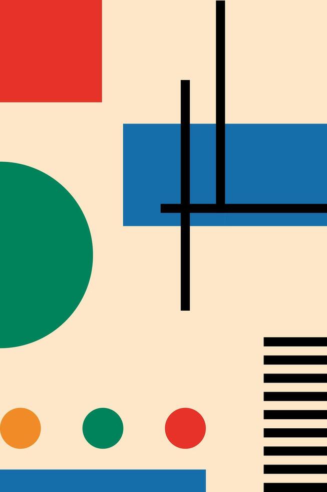 Bauhaus style. Minimalist geometric design in traditional Bauhaus colors vector