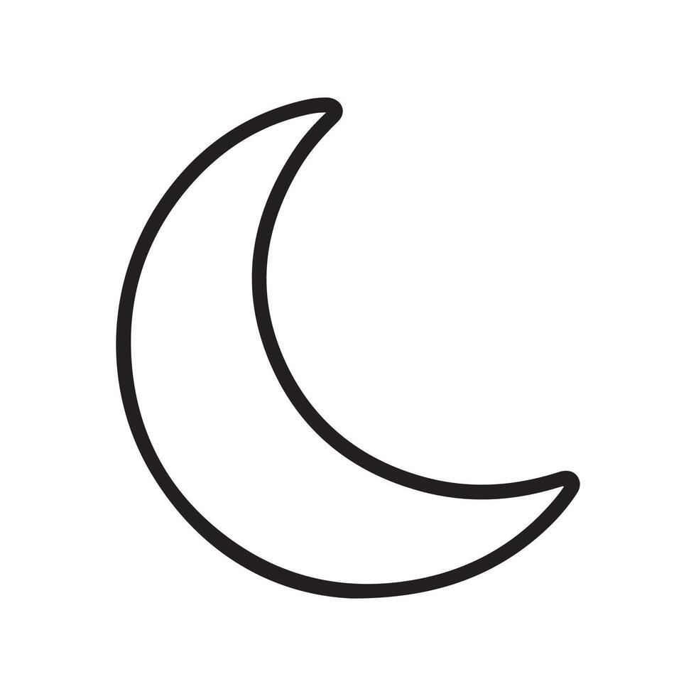 Simple Line Art Crescent Moon Icon vector