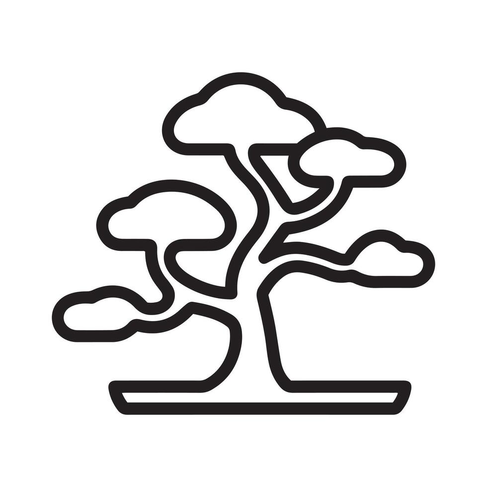 Elegant Bonsai Tree Line Art Icon vector