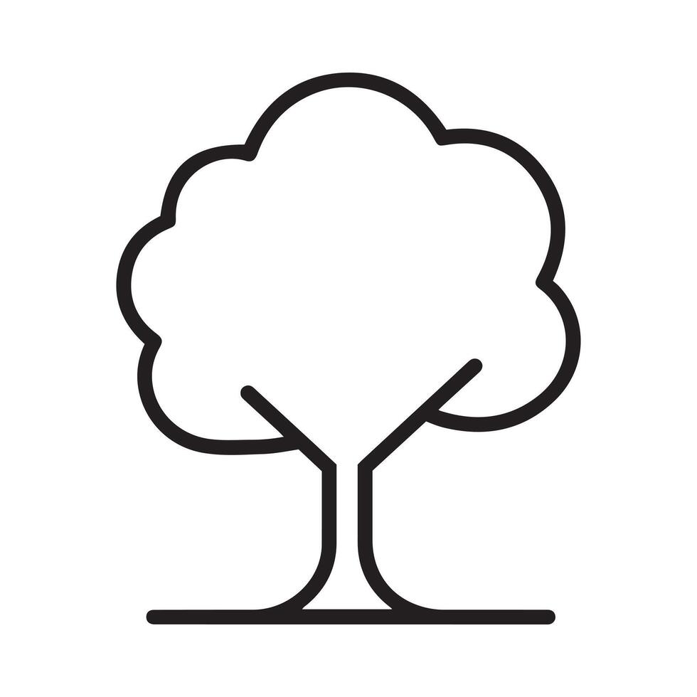 Simple Black Line Drawing of a Tree vector