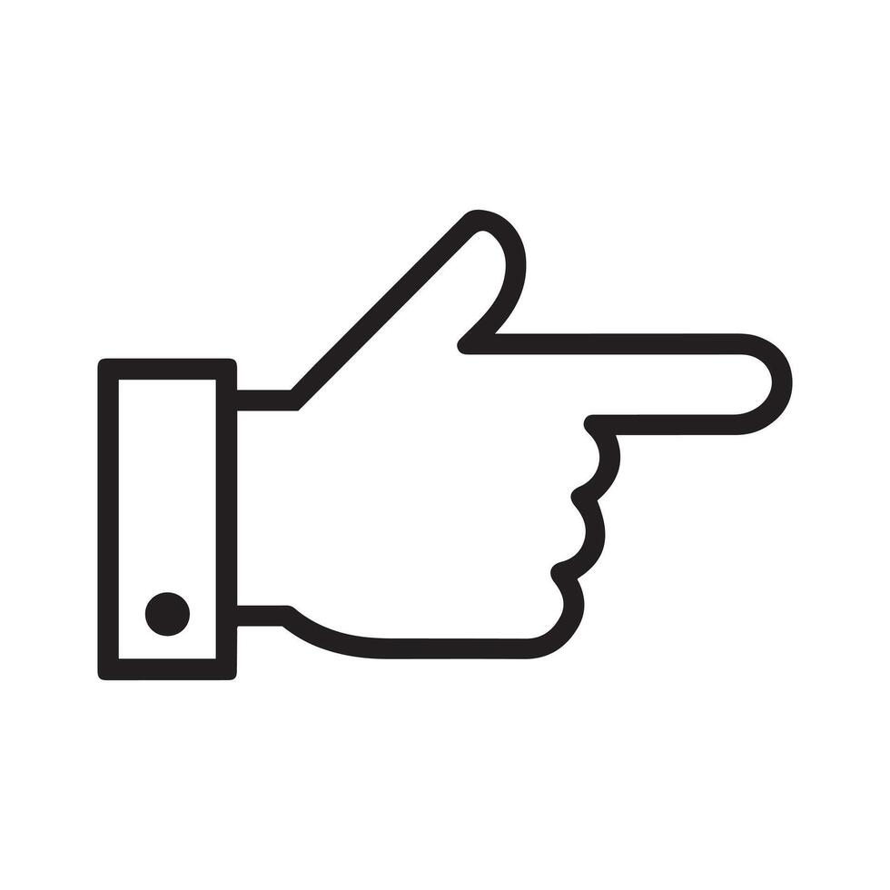 Clean, simple graphic of a hand pointing to the right. vector