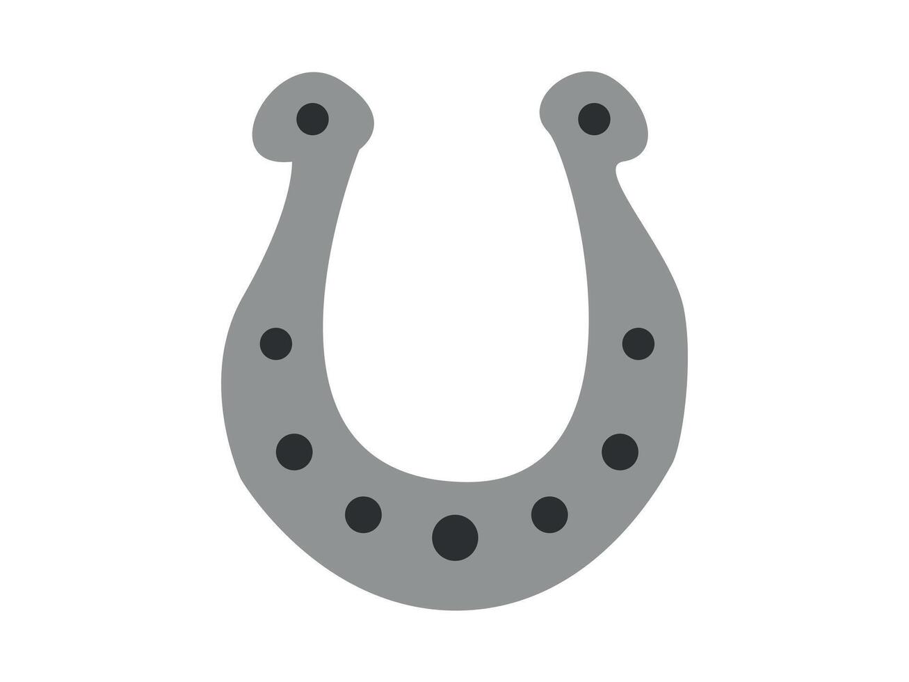 Grey Horseshoe Silhouette isolated on White Background. Concept of Luck, Equestrian Symbols, Good Fortune, Minimalist Design, Traditional Icons, Graphic Element, Western Symbolism, Horse Theme vector