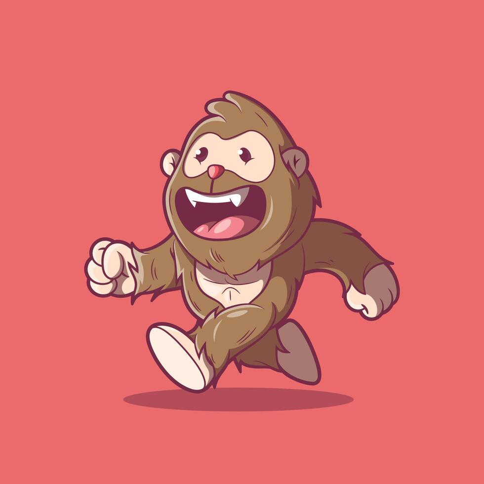 Yeti Character Smiling while walking. vector