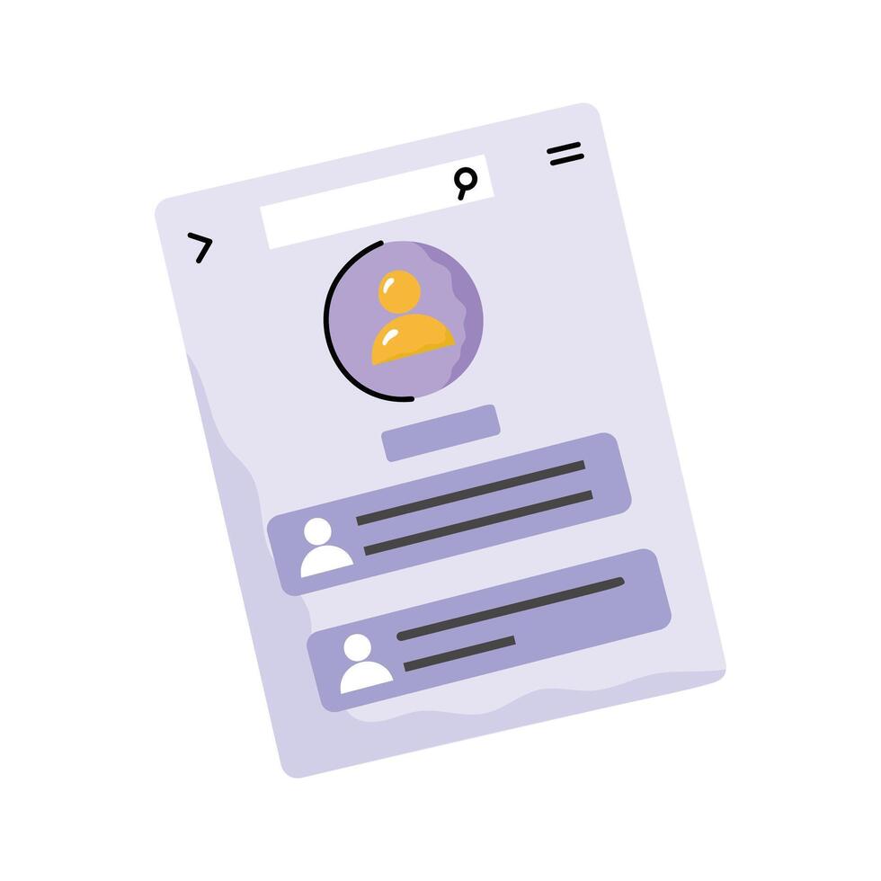 Premium hand drawn style icon showing business profile vector