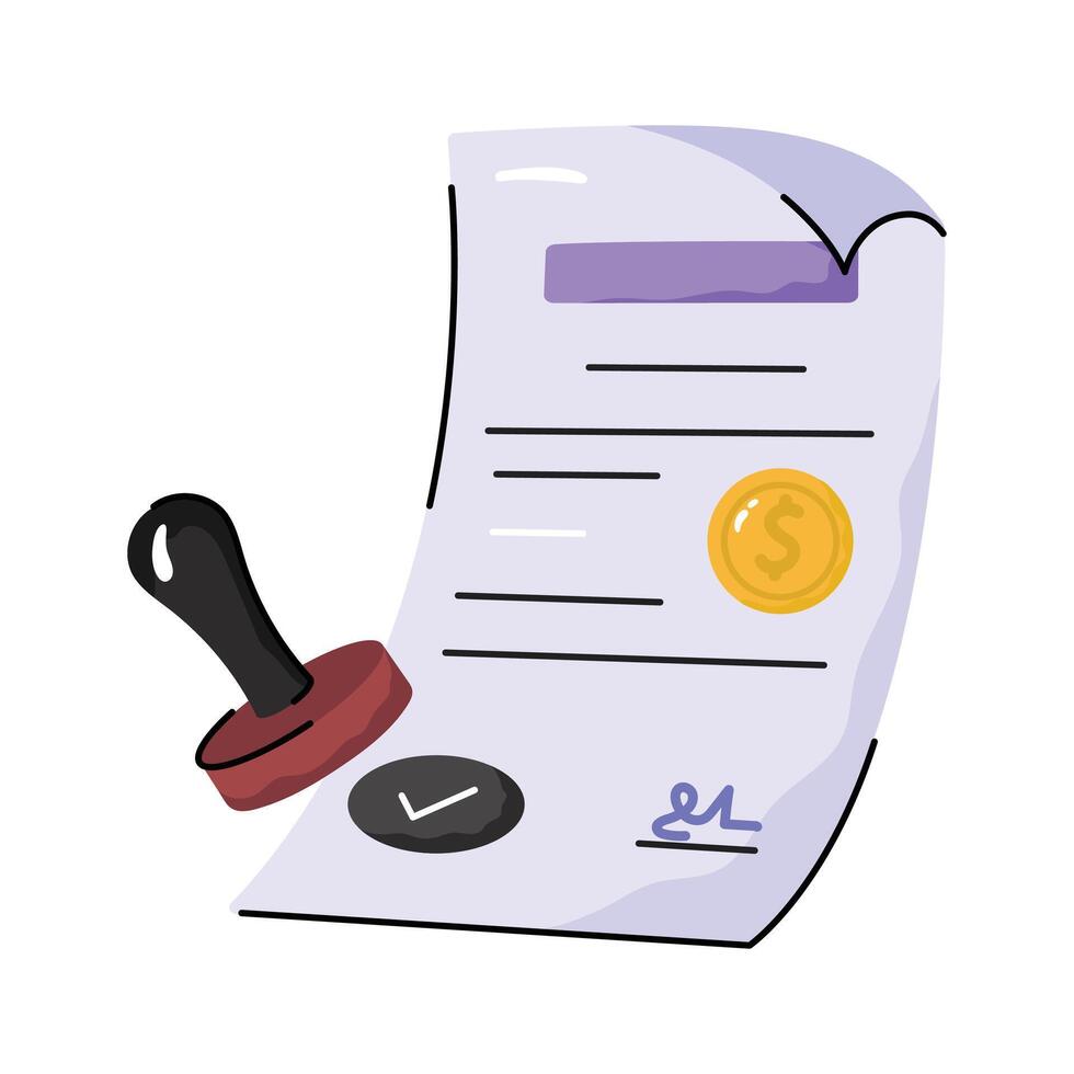 A well designed hand drawn icon of deal agreement stamp vector