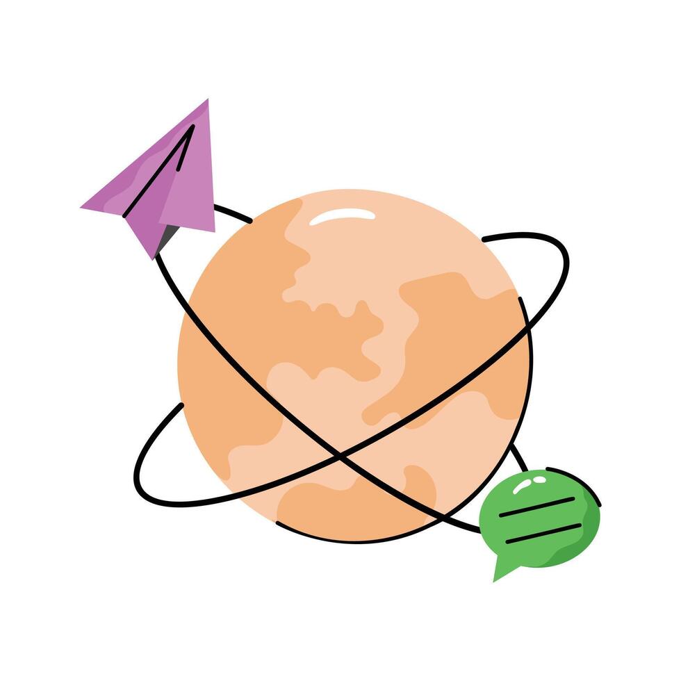 Hand drawn style icon of global network, ready for premium use vector