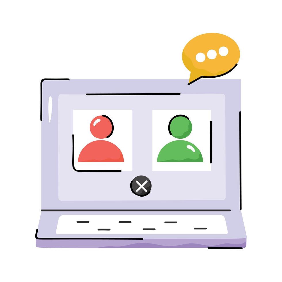 Hand drawn style icon showing conference call vector
