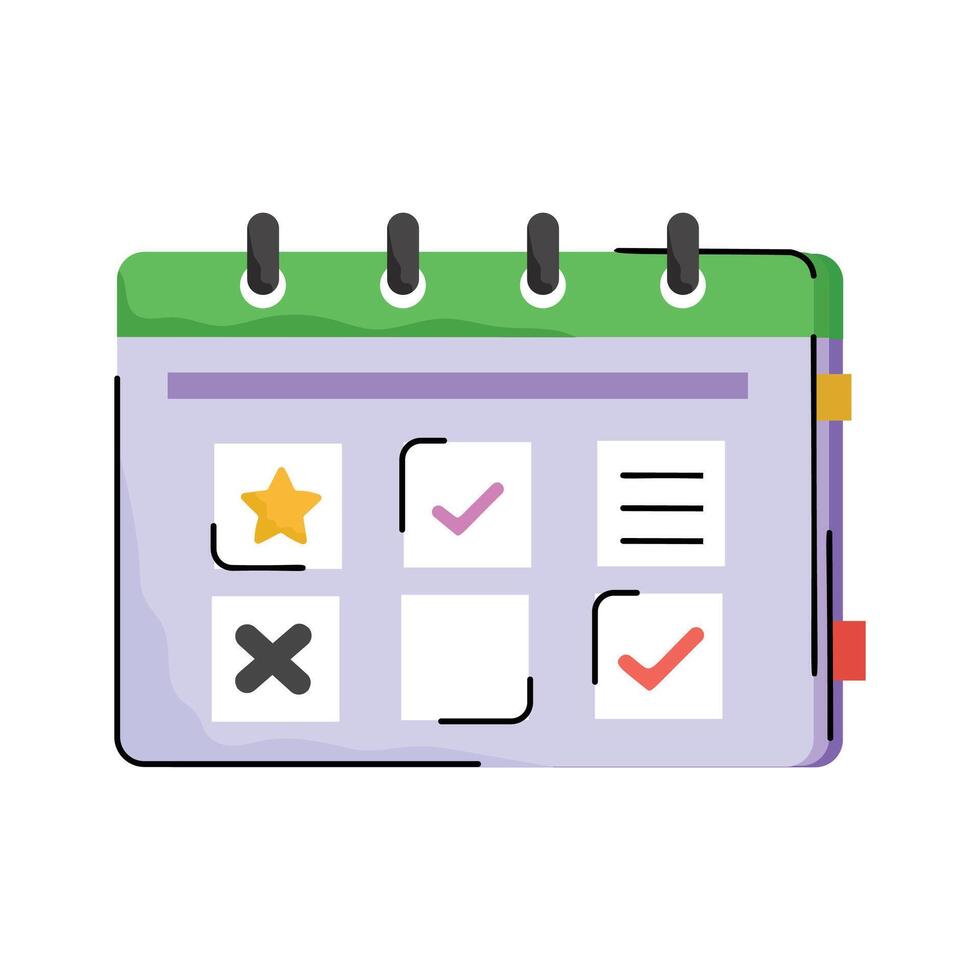 An editable hand drawn style icon of work schedule calendar vector