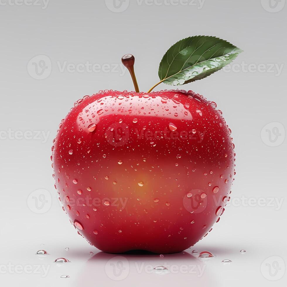 A red apple with water droplets on it photo
