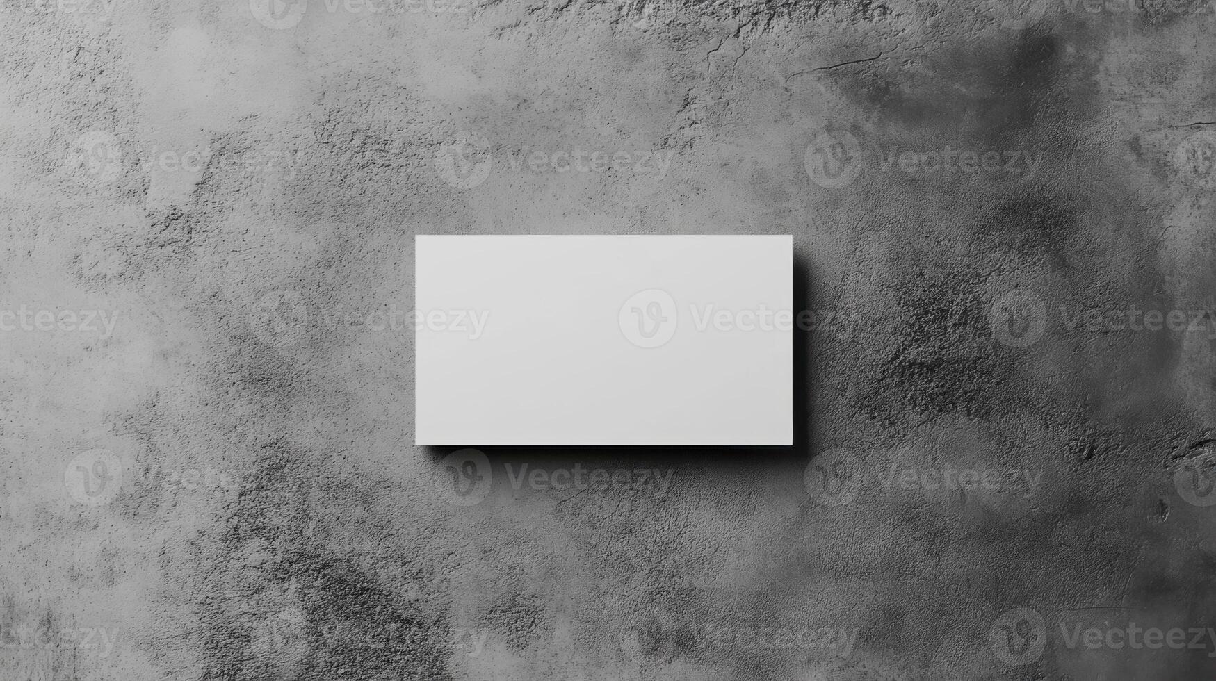 Top view template for business card. Mockup white card on texture background in grey colors. photo