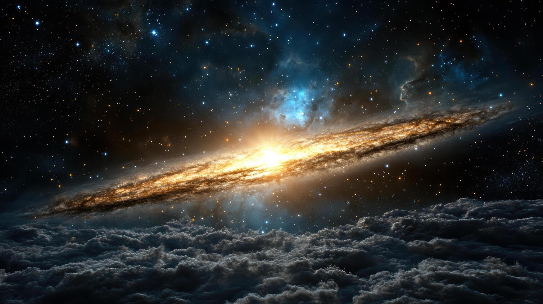 stunning galaxy with bright stars and cosmic clouds in space photo