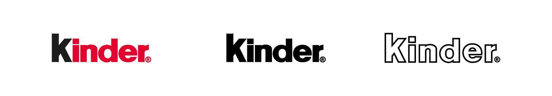 Most popular candy sweets logos kinder. Editorial realistic brand logotype collection icons vector