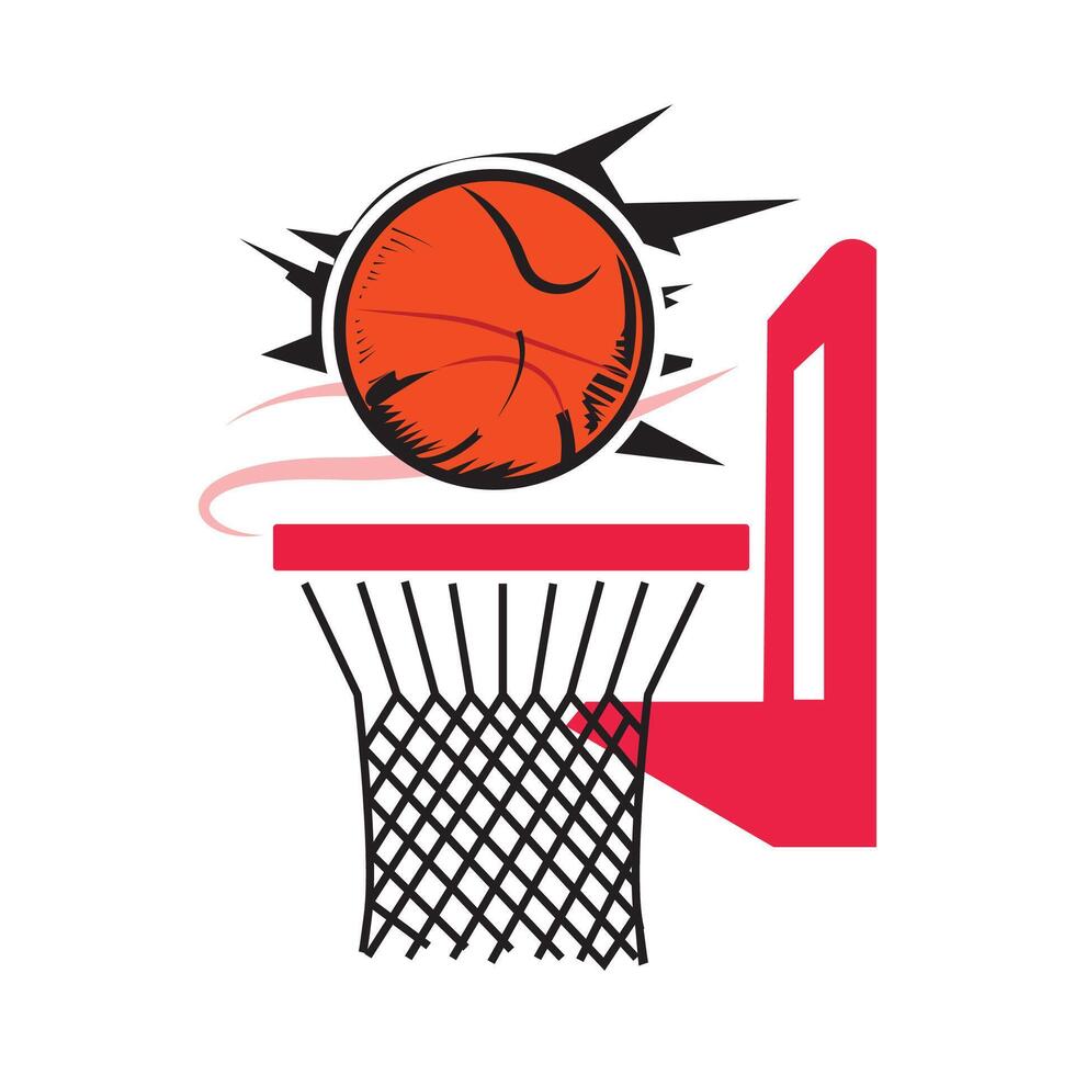 Vivid Basketball Dunk Art Featuring High-Flying Athlete vector