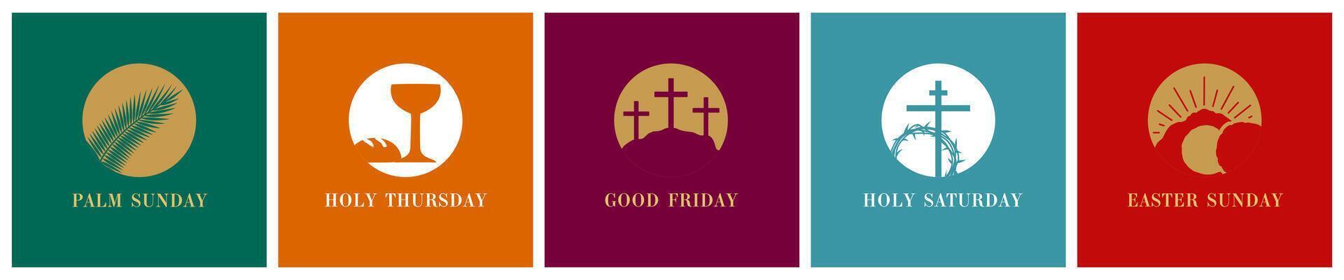 Holy Week icons, set of graphic elements for Easter celebrating vector