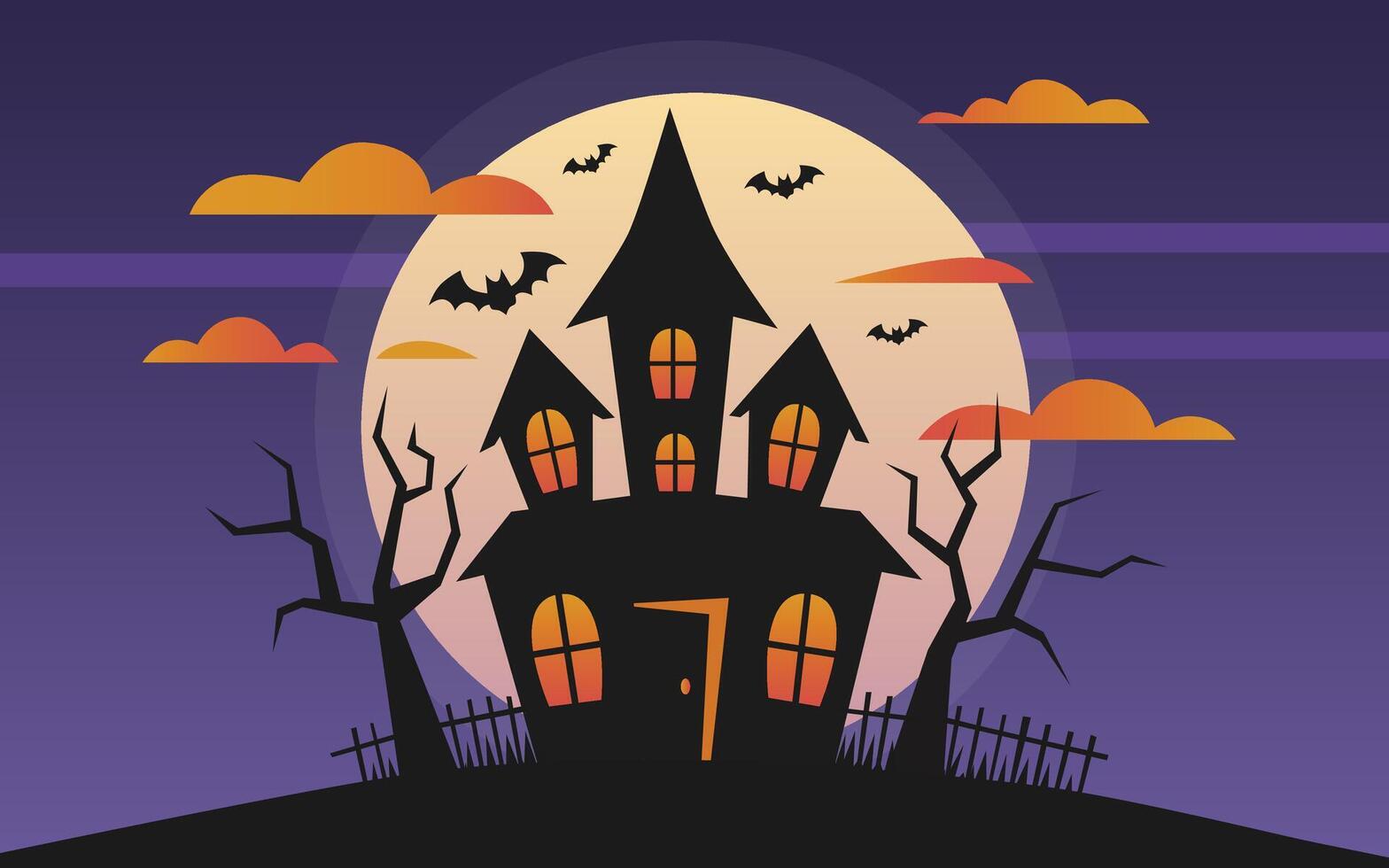 Dark haunted house under moonlight vector