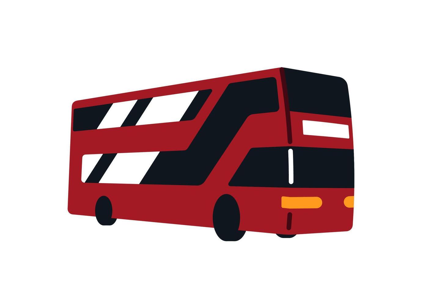 Traditional english public transport, red double decker bus, mass transit in england, transfer for tourists to travel in London flat illustration. vector