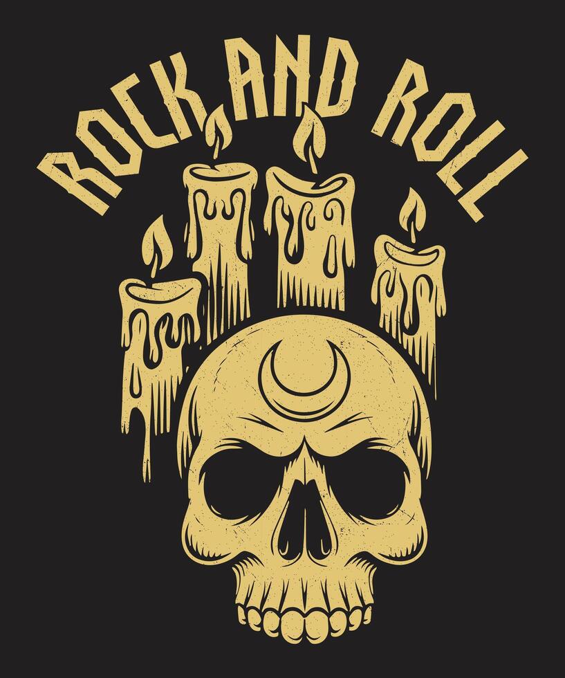 Rock and Roll Skull Candle Graphic vector