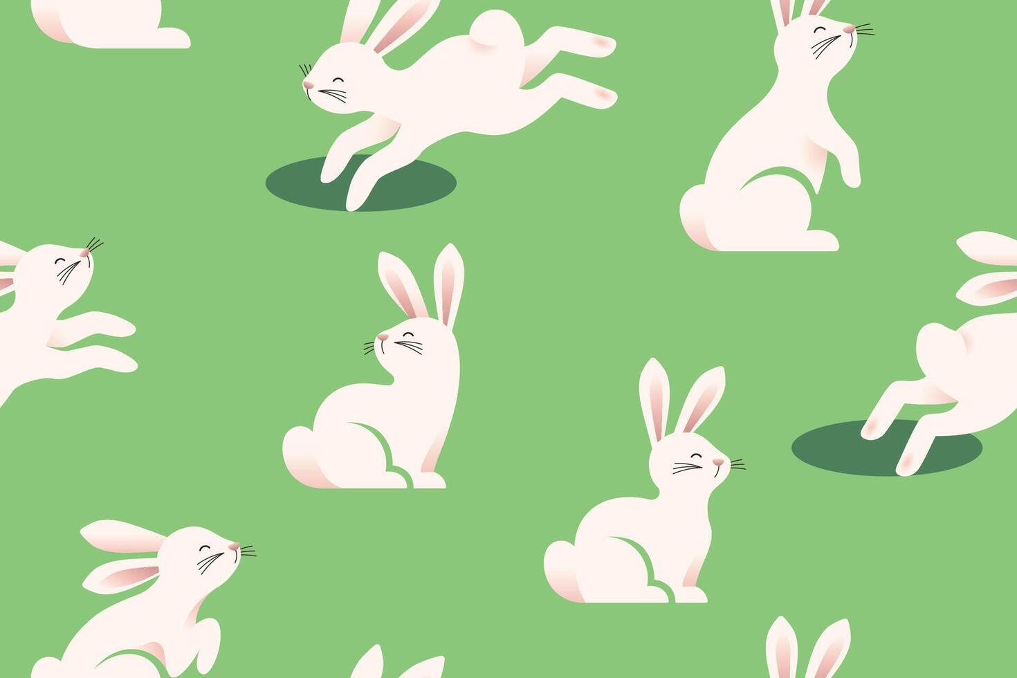 Modern Seamless Pattern With White Bunnies vector