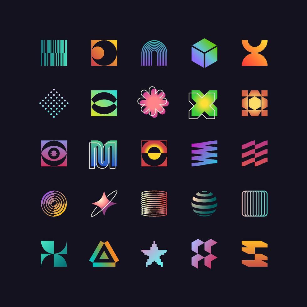 BRUTALIST GEOMETRIC SHAPES Set vector