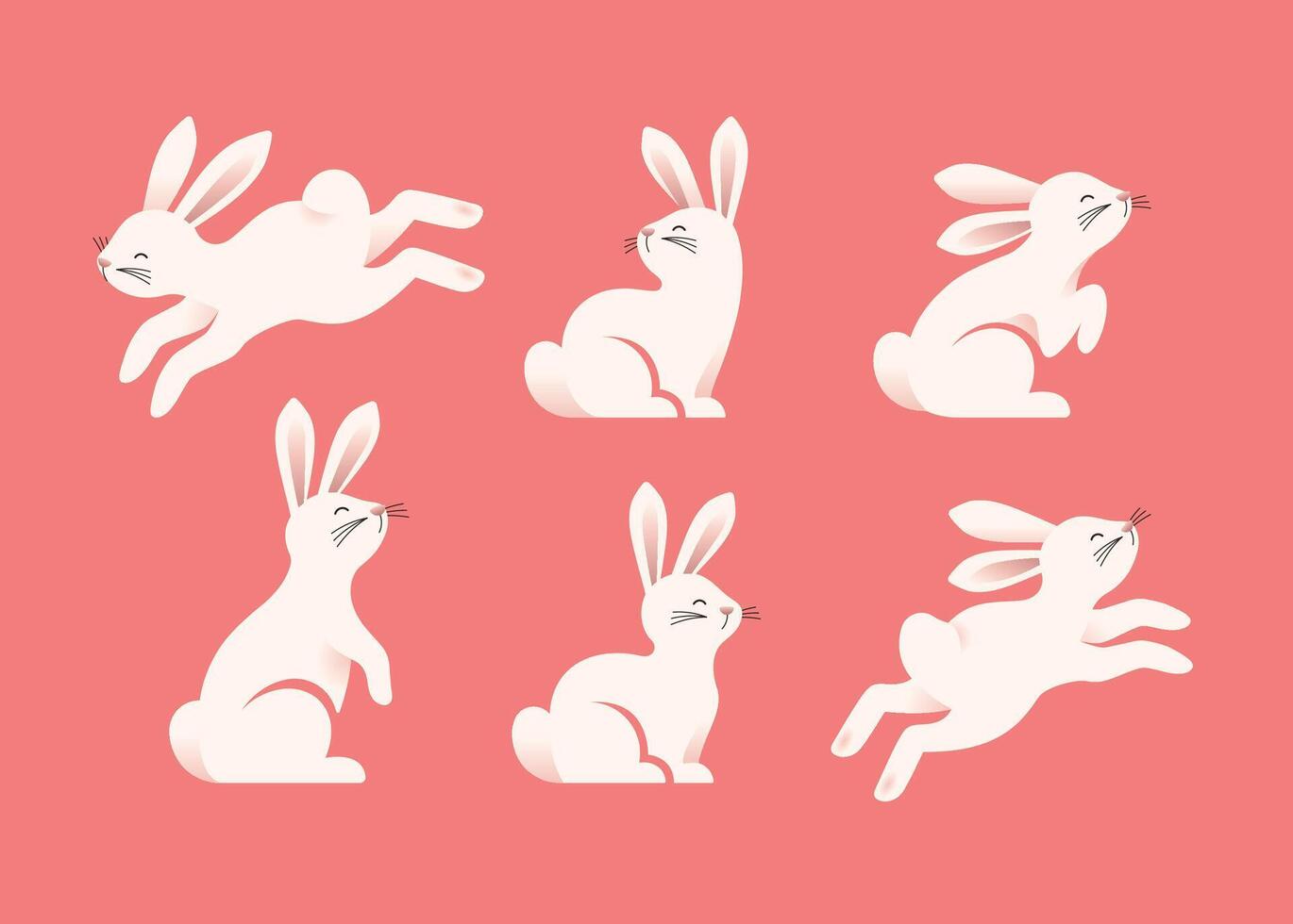 Easter White Bunny Silhouettes vector