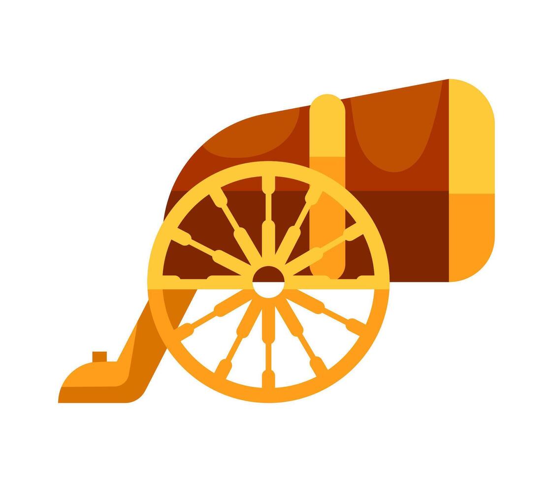 Ancient cannon shooting on white background vector