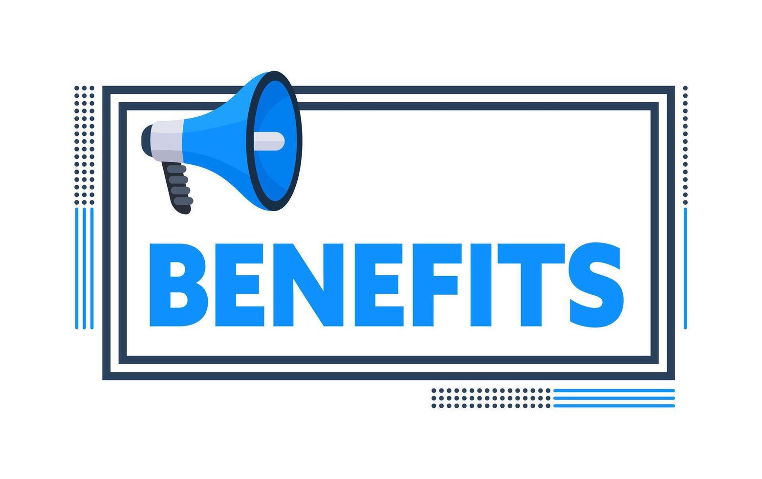 Megaphone announcing employee benefits, perks, and advantages vector