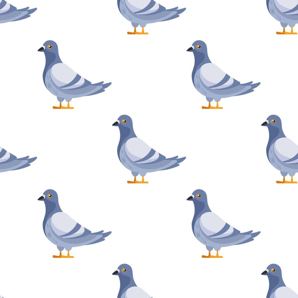 Seamless pattern of pigeons standing on white background vector