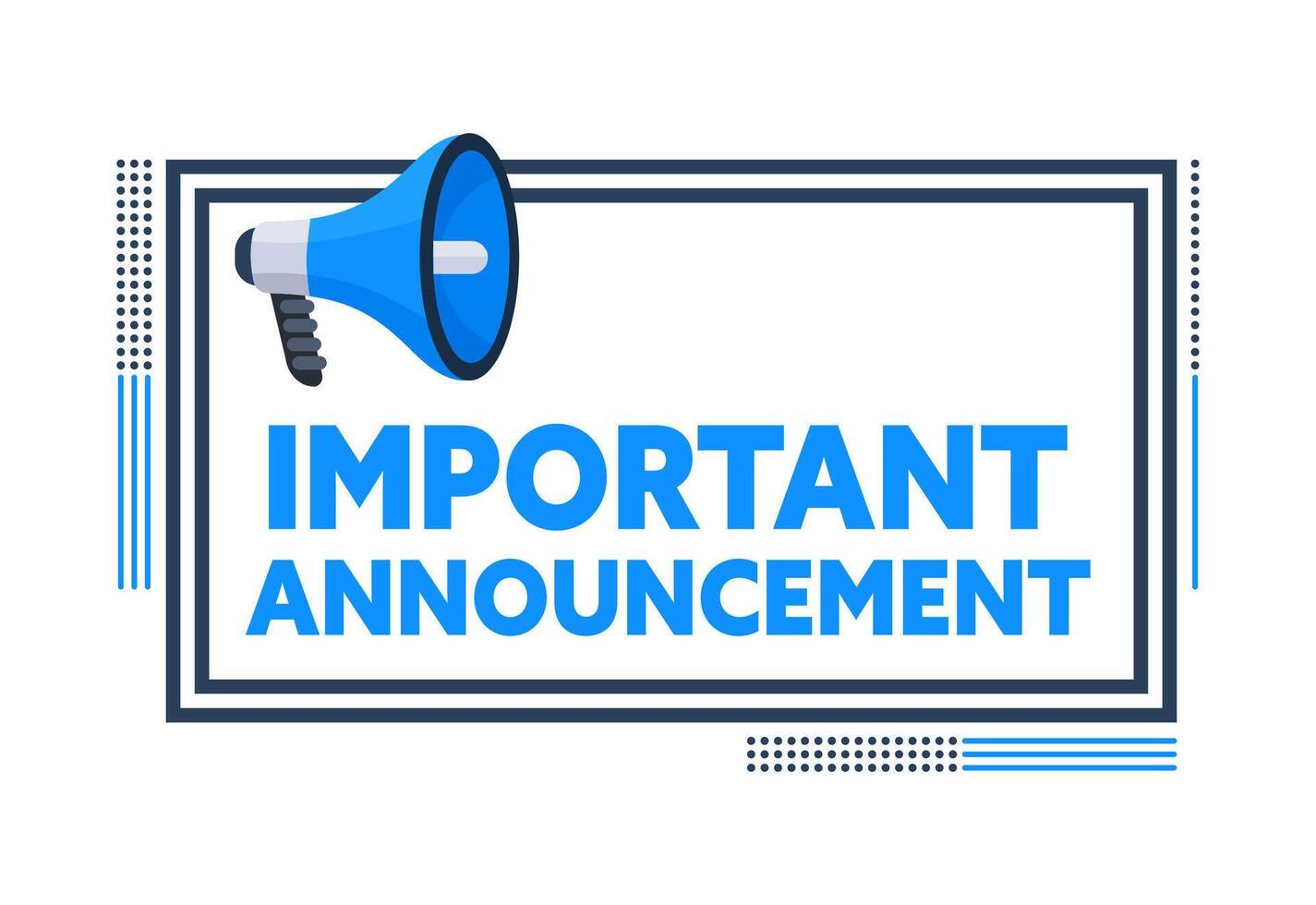 Megaphone Announcing Important Announcement Inside Blue Frame vector