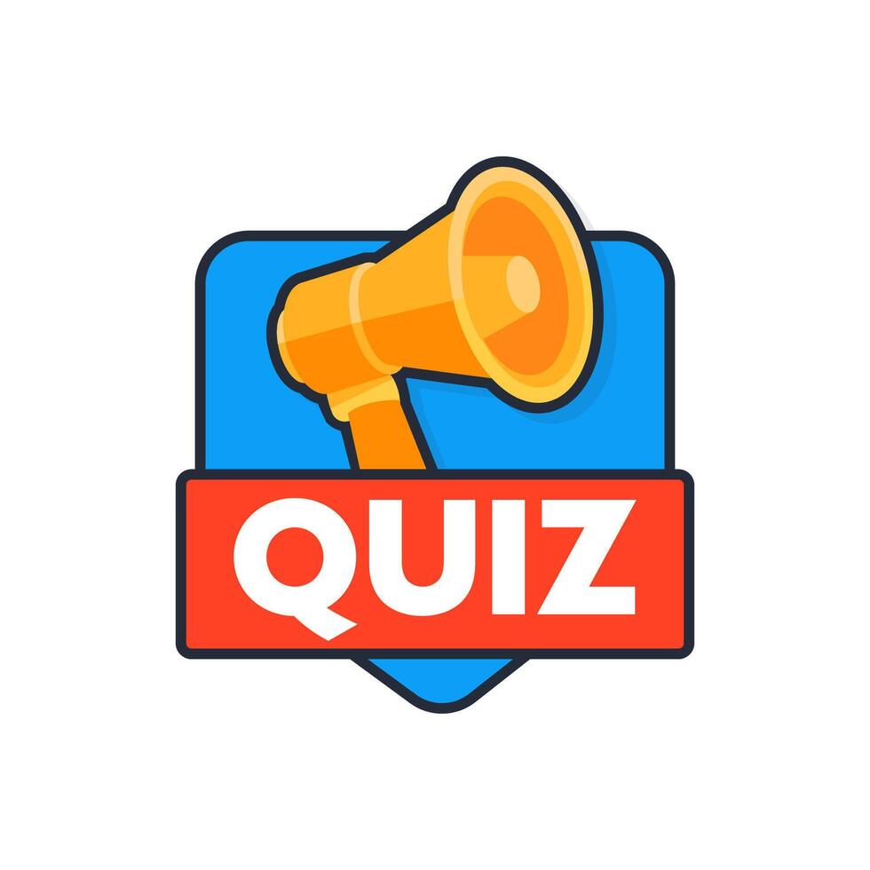 Quiz announcement with megaphone advertising an online test vector