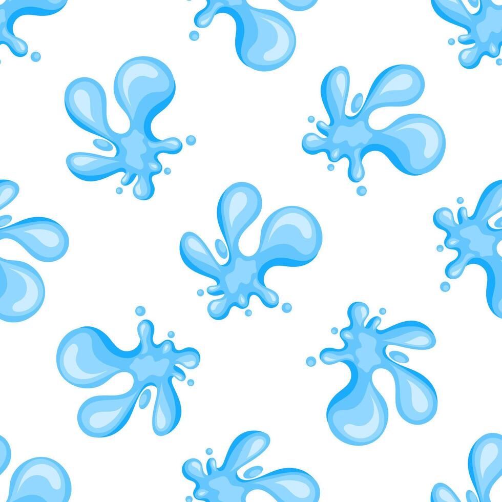 Seamless pattern of cartoon light blue water splashes creating a refreshing summer vibe vector