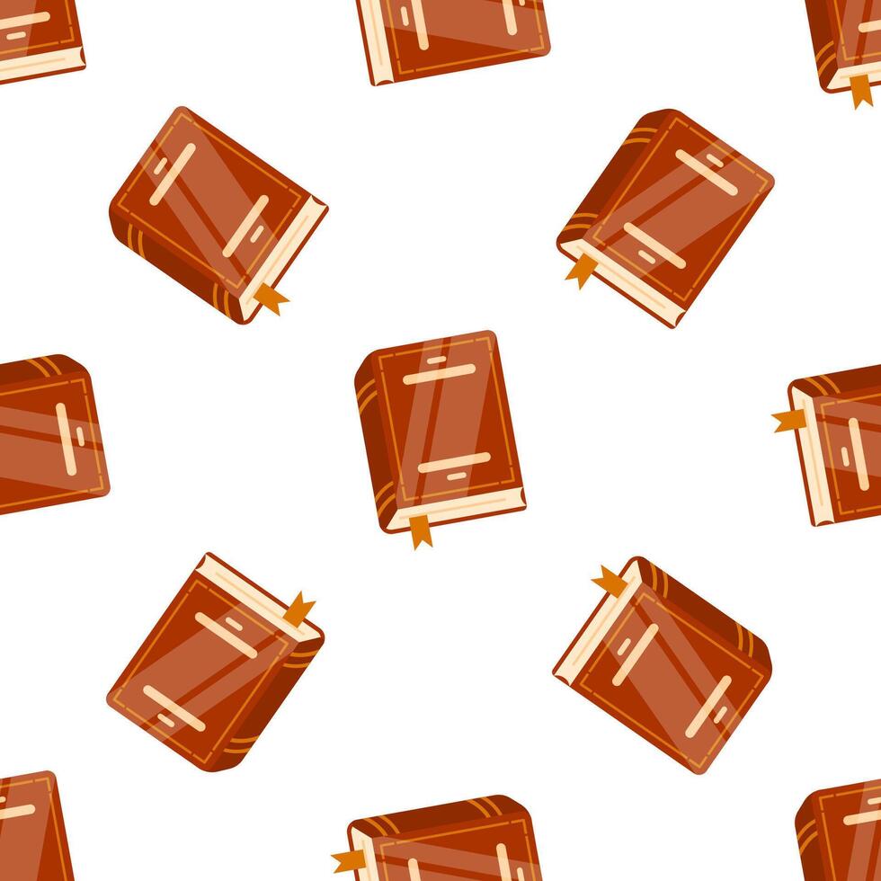 Seamless pattern with closed hardback books featuring bookmarks, symbolizing reading, literature, and knowledge vector