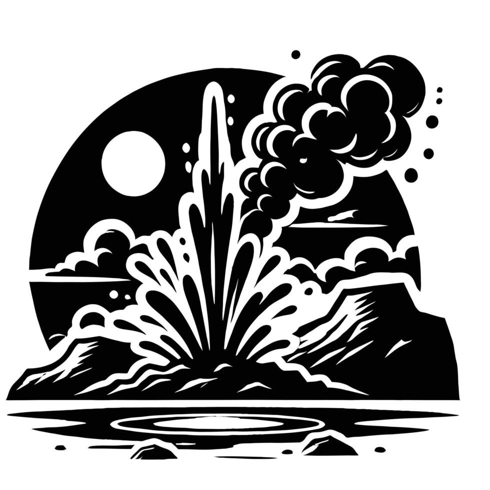 An illustration of a volcano erupting into the sky vector