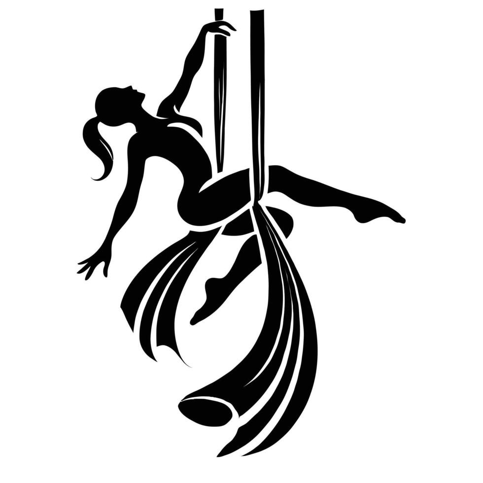 Aerialist girl silhouette vector