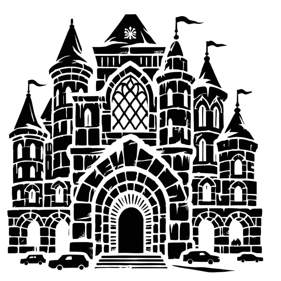 A castle with a tower and windows vector