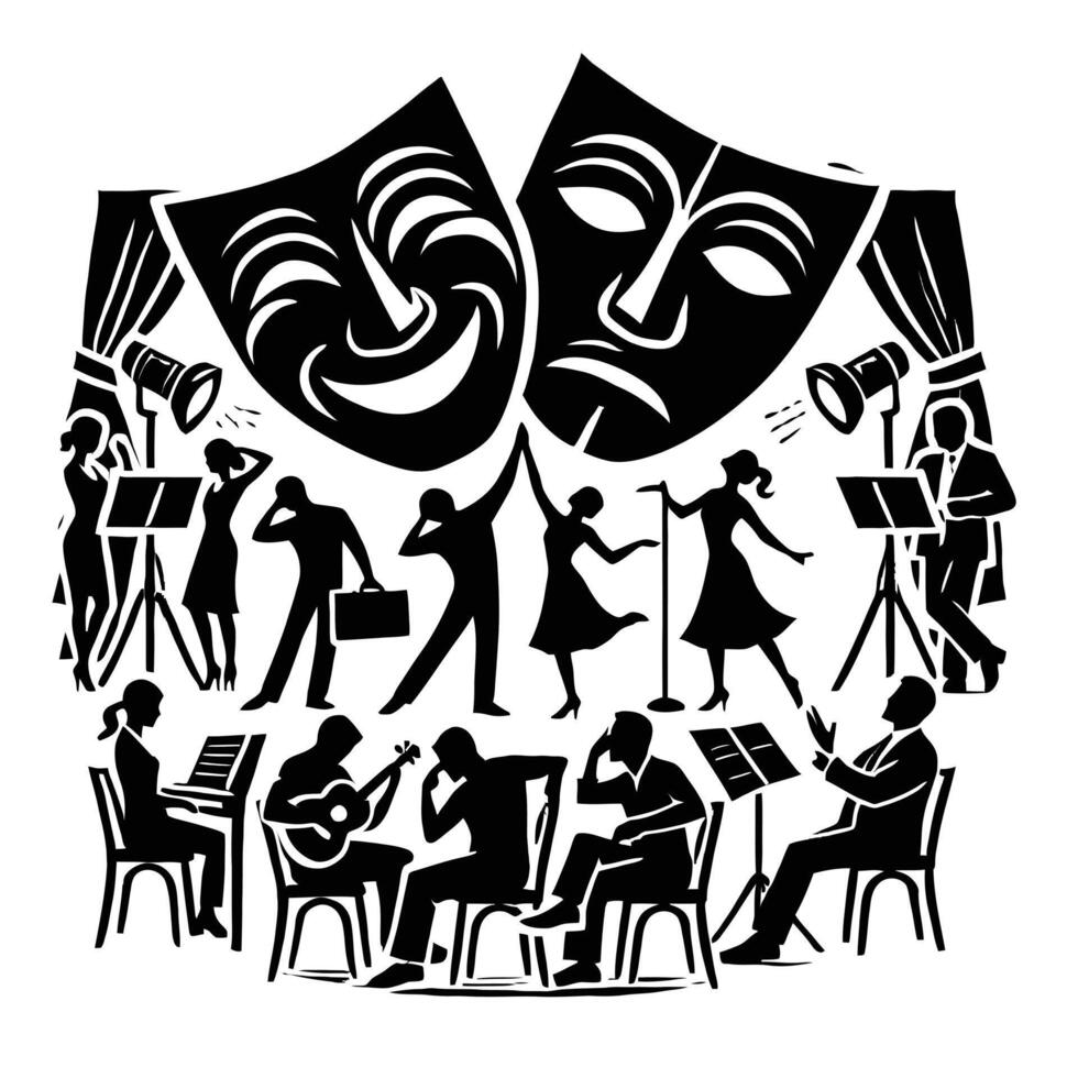 Theatre mask and music vector