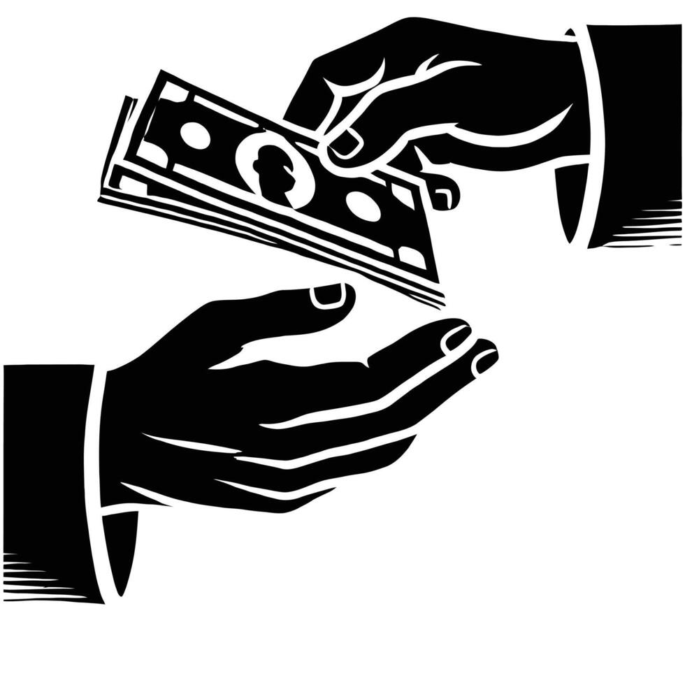 Money clipart hand giving money to another vector