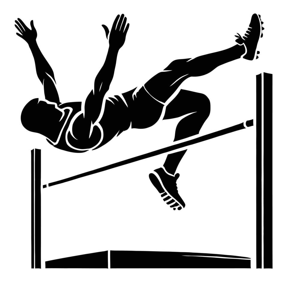 A man jumping over a high jump vector