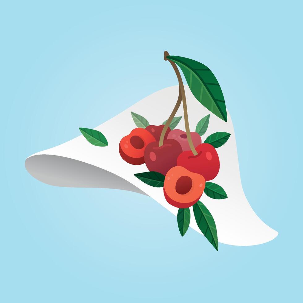 Cherry berries hat vector
